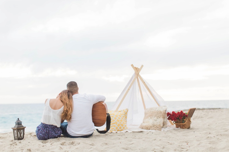 romantic beach engagement