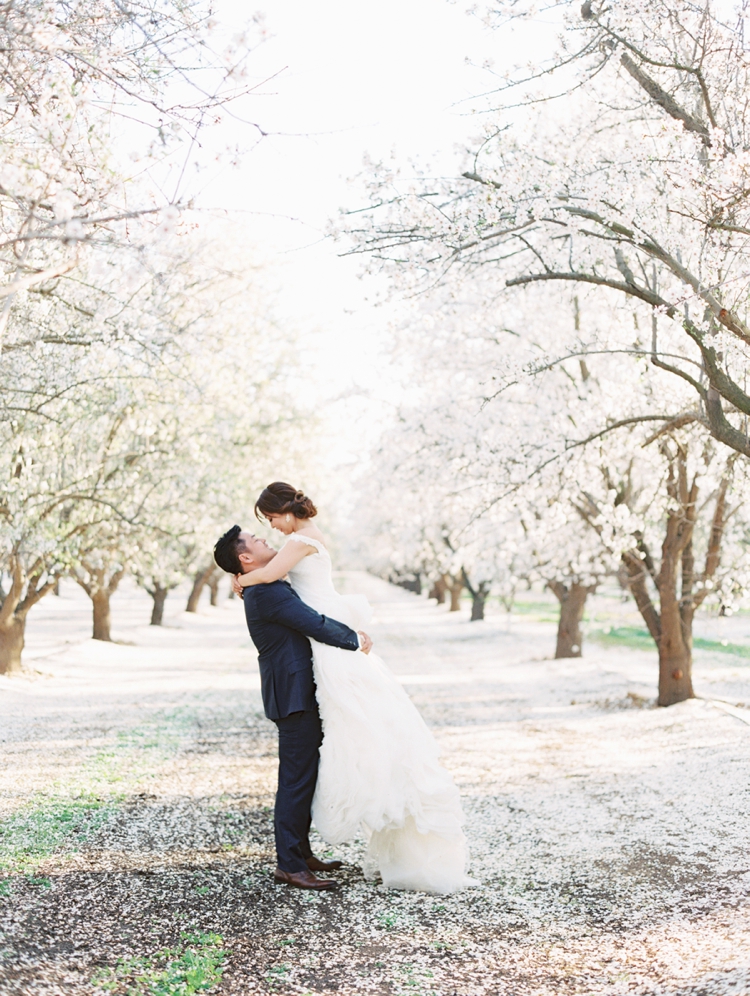 almond orchard wedding photos