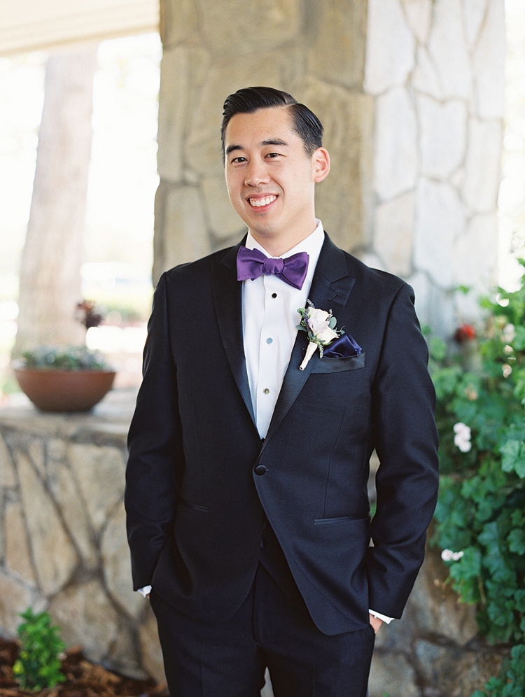 groom purple bowtie